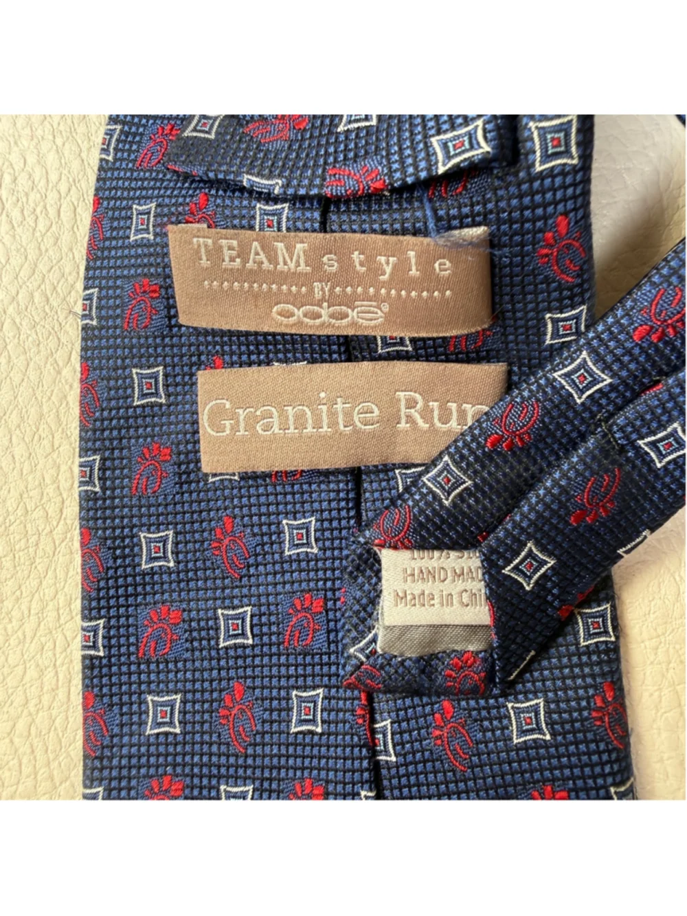 Chick-fil-A Oobe 100% Silk Tie Granite Run Navy Red Logo Mens Necktie